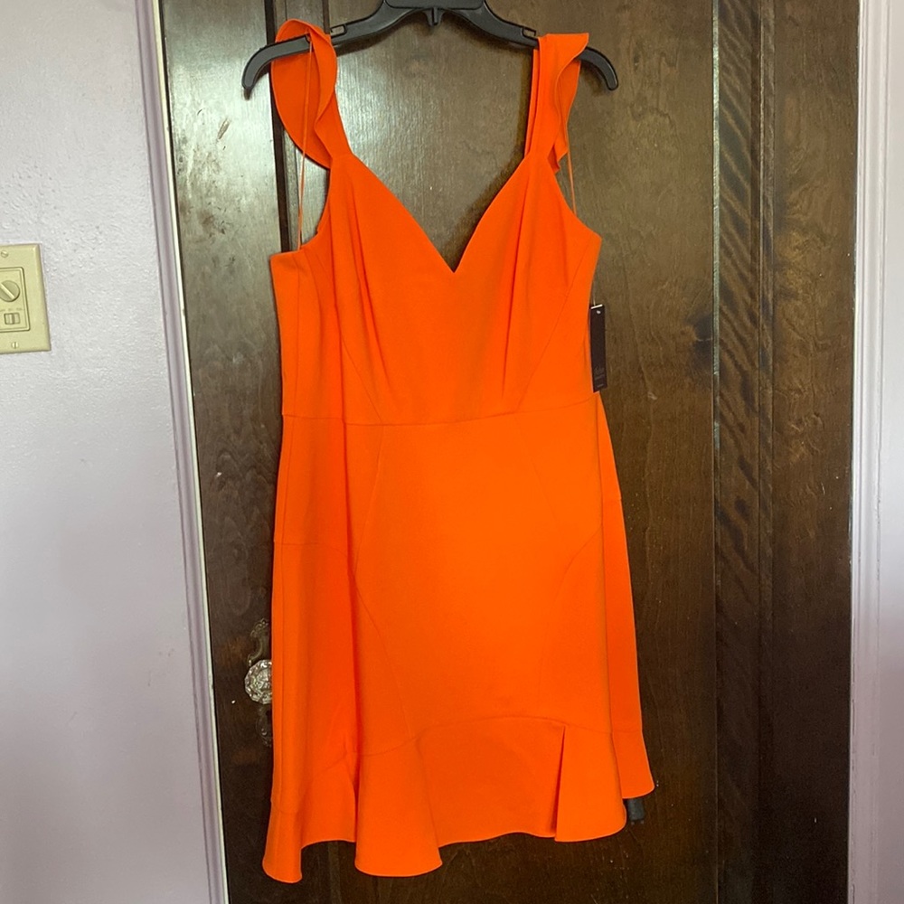 NWT Orange Crepe Cocktail Dress, Size 14